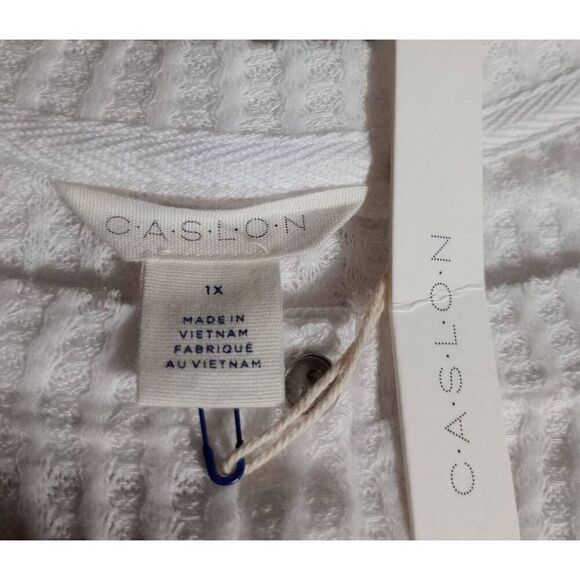 Ladies 1x Cason Waffle Knit Henley Top White Long Sleeve Button Up Casual - Picture 5 of 7